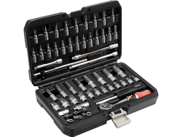 Yato YT-14501, Pipenøkkelsett, 56 stykker, Kromfarget, Kromvanadiumstål, 1,85 kg