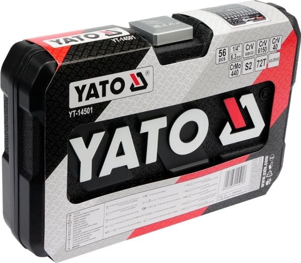 Yato YT-14501, Pipenøkkelsett, 56 stykker, Kromfarget, Kromvanadiumstål, 1,85 kg