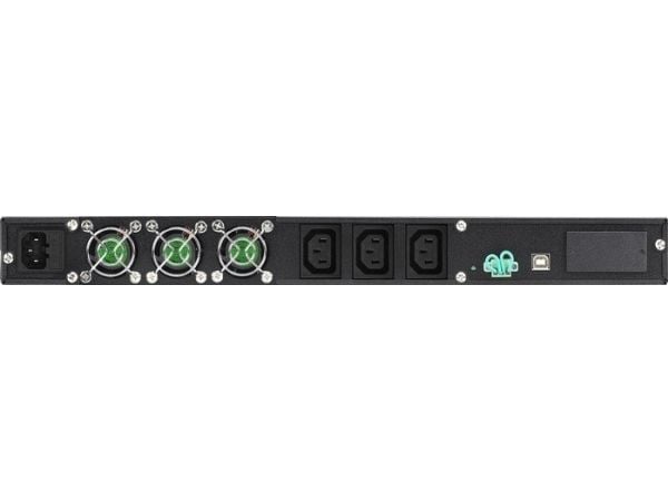 PowerWalker VFI 1000R/1U - UPS (kan monteres i rack) - 800 watt - 1000 VA - 7 Ah - RS-232, USB - utgangskontakter: 3 - 1U - 19" - svart