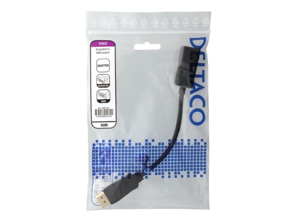 DELTACO DP-HDMI43 - Videoadapteri - DisplayPort han til HDMI hun - 20 cm - lajittelu - 4K-tuki