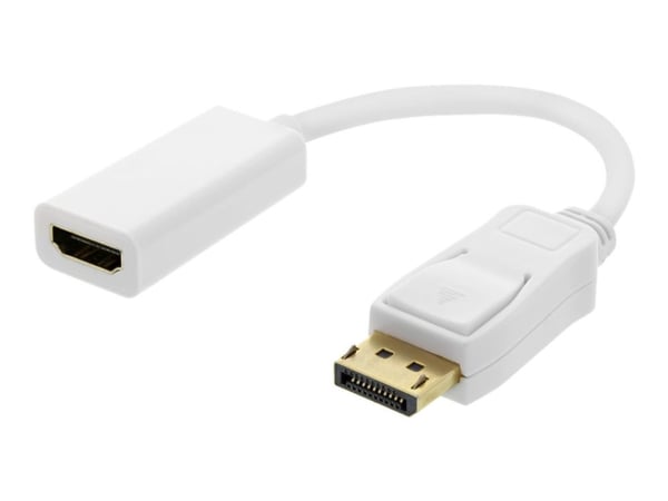 DELTACO DP-HDMI44 - Video adapter - DisplayPort hann til HDMI hunn - 20 cm - hvit - 4K-støtte