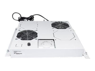 Intellinet 2-Fan Ventilation Unit for 19" Racks, Roof Mount, with Thermostat, Grey - Systemviftebrett - med 2 kjølevifter - AC 220/240 V - grå, RAL...