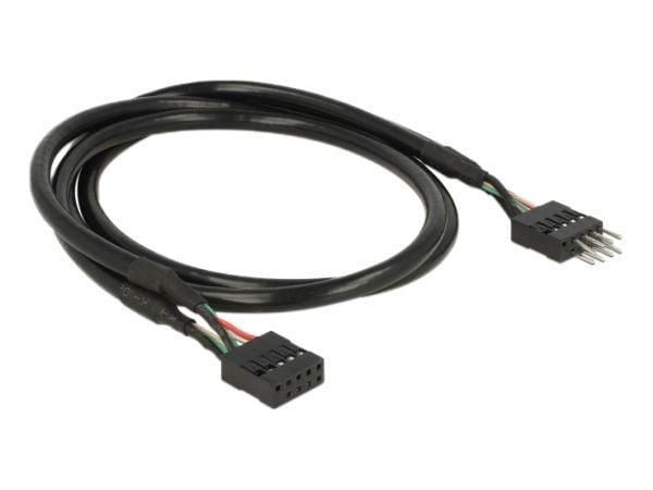 Delock USB 2.0 Pin Header - USB-internkabel - 10-pins USB-kontakt (hunn) til 10-pins USB-kontakt (hann) - 50 cm - svart