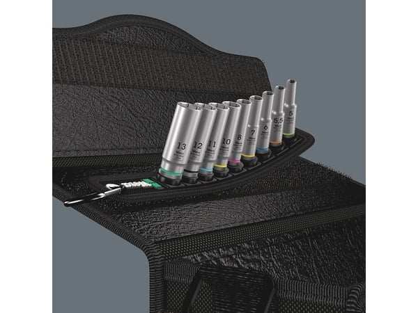 Wera 05004525001, Støpselsett, 1/4", Metrisk, 9 hoder, 5,5.5,6,7,8,10,11,12,13 mm, 50 mm