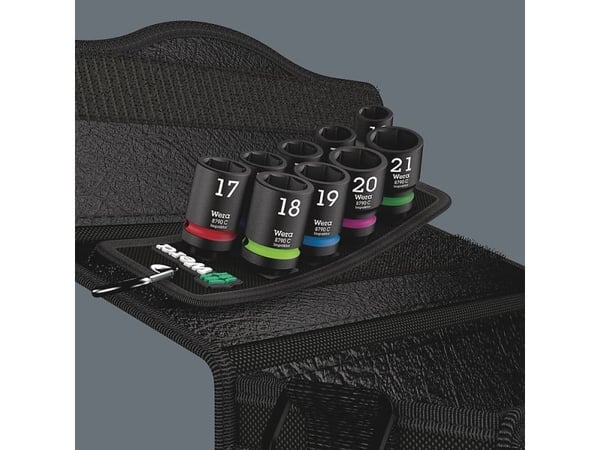 Wera 05004580001, Støpselsett, 1/2", Metrisk, 9 hoder, 13,14,15,16,17,18,19,20,21 mm, 230 mm