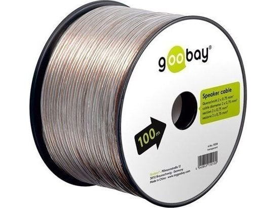 Goobay 15018, Kobberkledd aluminium (CCA), 100 m, Gjennomsiktig