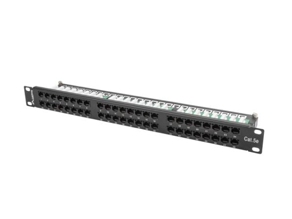 Lanberg PPU5-1048-B - Koblingspanel - CAT 5e - UTP - RJ-45 X 48 - RAL 9004, svart - 1U - 19"