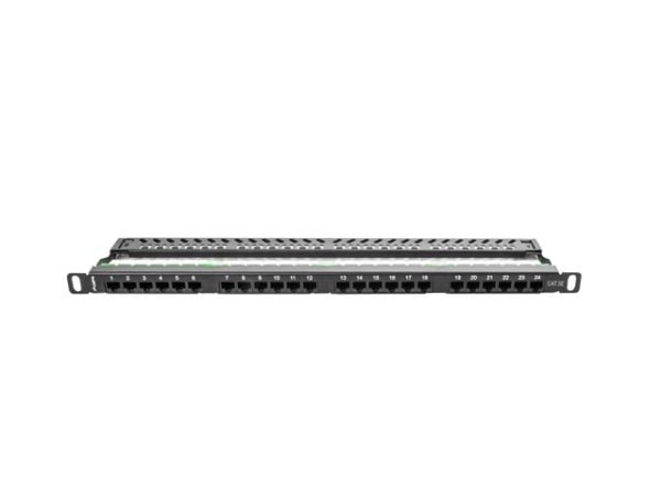 Lanberg PPU5-0024-B - Koblingspanel - rackmonterbar - CAT 5e - UTP - RJ-45 X 24 - RAL 9004, svart - 0.5U - 19"