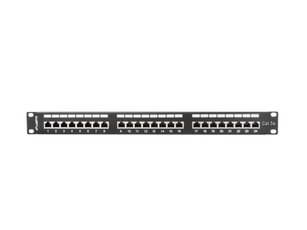 Lanberg PPS5-1024-B - Koblingspanel - CAT 5e - STP - RJ-45 X 24 - RAL 9004, svart - 1U - 19"