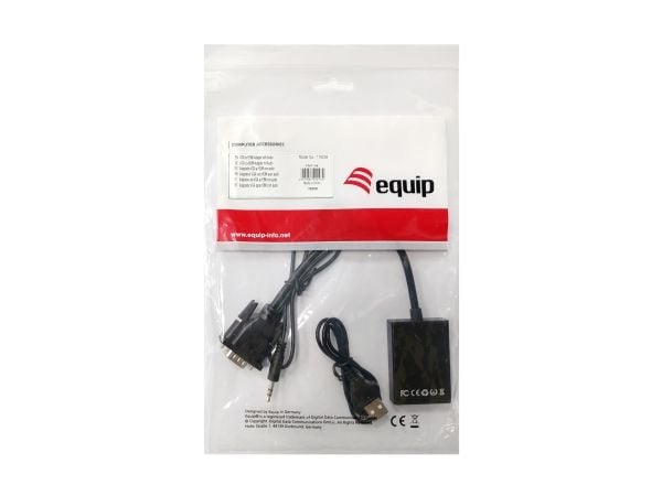 Equip 119038, 0,2 m, VGA (D-Sub) + 3.5mm, DVI-D + USB, Hankjønn, Hankjønn/hunkjønn, Rett