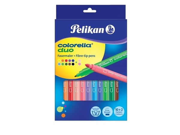 Pelikan Colorella Duo C407, Fint, 12 farger, Flerfarget, Rund, 12 stykker, Hengende boks