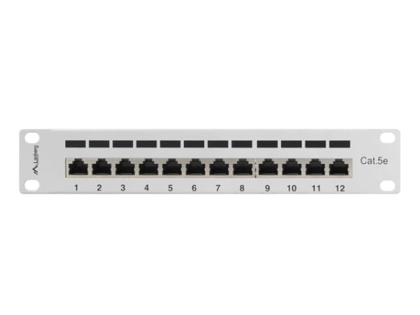 Lanberg PPF5-9012-S - Koblingspanel - rackmonterbar - CAT 5e - STP - RJ-45 X 12 - grå, RAL 7035 - 1U - 10"