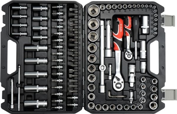 Yato YT-38791, Hylsyavainsarja, Musta, Punainen, Ruostumaton teräs, Kromivanadiini-teräs, 7,4 kg, 1/4, 1/2", 10,11,12,13,14,15,16,17,18,19,20,21,22...