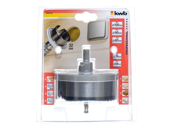 kwb 499700, Sett, Drill, Akryl, Løvtre, Ikke-jernholdig metall, Gipsplater, Plast, Mykt tre, Tre, Grønn, Grå, Zink, 3,2 cm