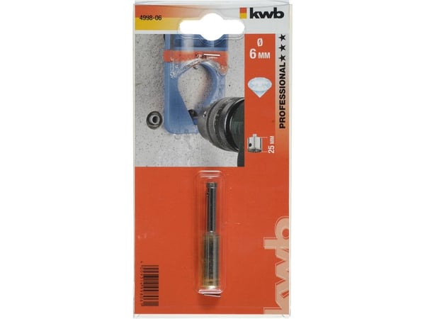 kwb 499806, Single/enkelt, Drill, Keramisk, Granitt, Marmor, Naturstein, Rør, Soft Keramiske veggflis, Flis, Rustfritt stål, Sylindrisk Skaft, 2,5 cm kwb 499806, Single/enkelt, Drill, Keramisk, Granitt, Marmor, Naturstein, Rør, Soft Keramiske veggflis, Flis, Rustfritt stål, Sylindrisk Skaft, 2,5 cm