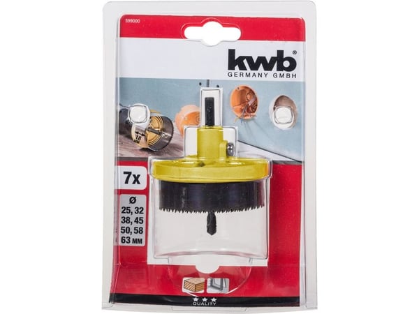 kwb 599000, Hullsagsett, Drill, Plast, Tre, Rustfritt stål, 1,8 cm, 6,3 cm