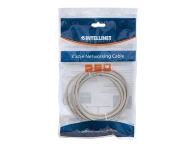 Intellinet Network Patch Cable, Cat5e, 3m, Grey, CCA, U/UTP, PVC, RJ45, Gold Plated Contacts, Snagless, Booted, Lifetime Warranty, Polybag - Koblin...