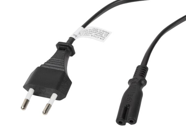 Lanberg - Strømkabel - Europlug (han) til IEC 60320 C7 - 10 A - 1,8 m - lajiteltu - Europa