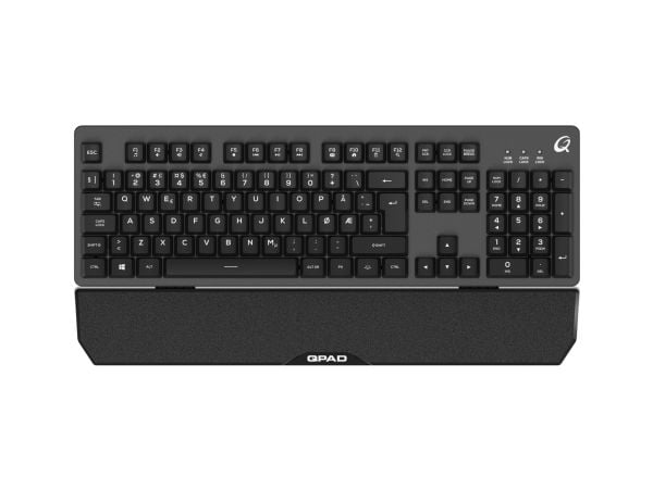 QPAD MK-40, Koblet med ledninger (ikke trådløs), USB, Membrannøkkelbryter, QWERTY, RGB LED, Sort