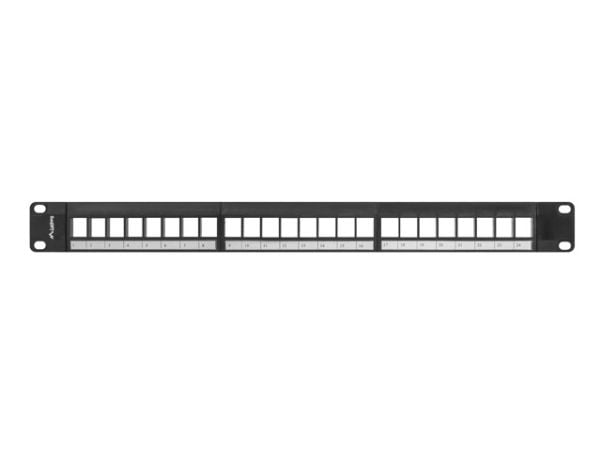 Lanberg PPKS-1024-B - Pluggbord (blankt) - rackmonterbar - svart - 1U - 19" - 24 porter