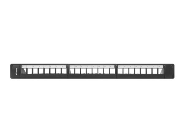 Lanberg PPKS-1124-B - Pluggbord (blankt) - rackmonterbar - svart - 1U - 19" - 24 porter
