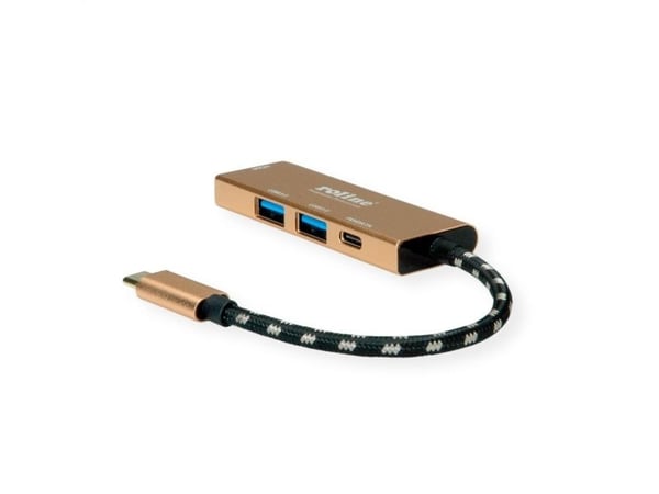 Roline USB-C MultiHub - HDMI, USB-C, 2x USB-A. Kultaa