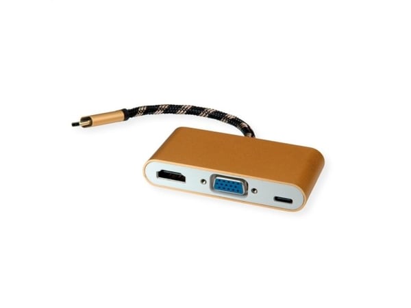 ROLINE 12.03.3155, USB 3.2 Gen 1 (3.1 Gen 1) Type-B, Musta, Kulta, Valkoinen, HDMI, USB 3.2 Gen 1 (3.1 Gen 1) Type-C, VGA, 0,1 m