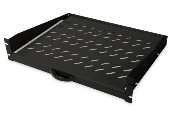 DIGITUS Professional DN-19-TRAY-2-450-SW Extendible - Rack-hylle - svart, RAL 9005 - 2U - 19" - for P/N: DN-31102-B