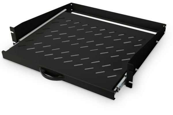 DIGITUS Professional DN-19-TRAY-2-450-SW Extendible - Rack-hylle - svart, RAL 9005 - 2U - 19" - for P/N: DN-31102-B