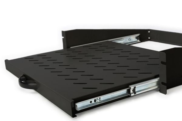 DIGITUS Professional DN-19-TRAY-2-450-SW Extendible - Rack-hylle - svart, RAL 9005 - 2U - 19" - for P/N: DN-31102-B