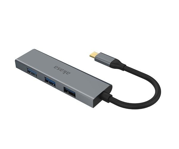 Akasa AK-CBCA25-18BK, USB 3.2 Gen 1 (3.1 Gen 1) Type-C, USB 3.2 Gen 1 (3.1 Gen 1) Type-A, 5000 Mbit/s, Grå, Alumiini, Polyvinyylikloridi (PVC)