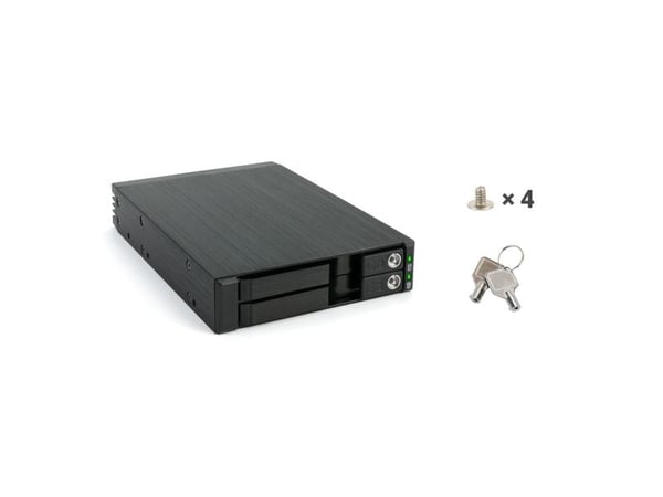 FANTEC MR-25DUAL - Förvaringsmobilrack - 2.5" - SATA 6Gb/s / SAS 6Gb/s - svart