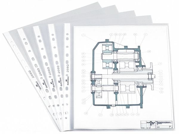 Plastlomme Durable A4 Polypropylen PP - åbning i top - (100 stk.)