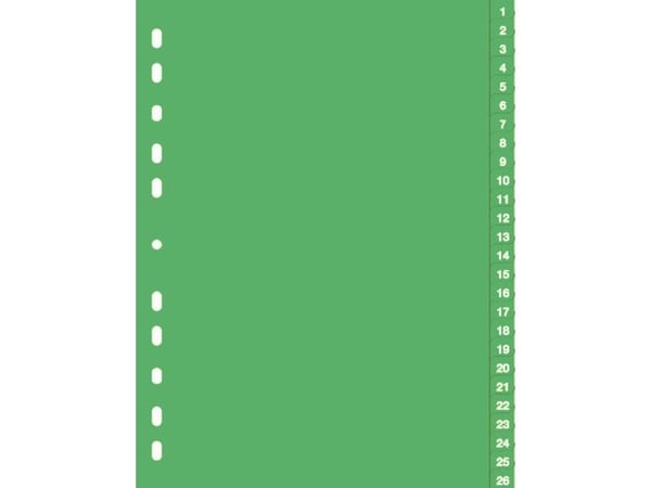 Durable 6157, Numerisk faneindeks, Grønn, Portrett, A4, 230 mm, 297 mm