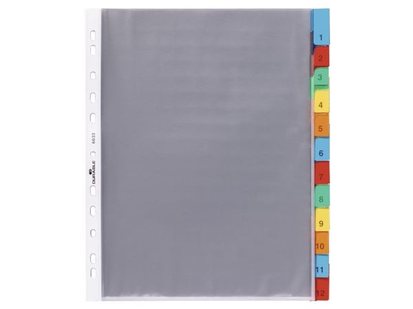 Plastlommeregister A4 Durable 1-12 transparent
