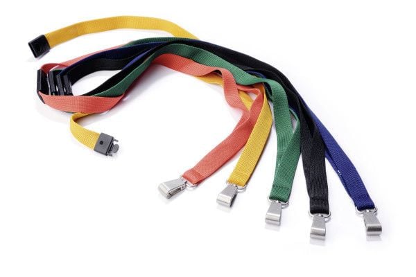 Durable Textile lanyard SOFT COLOUR midnight blue, Merkeholder, Metall, Tekstil, Blå, 44 cm, 15 mm, 10 pieces / pack