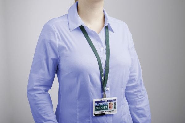 Durable Textile lanyard SOFT COLOUR midnight blue, Merkeholder, Metall, Tekstil, Blå, 44 cm, 15 mm, 10 pieces / pack