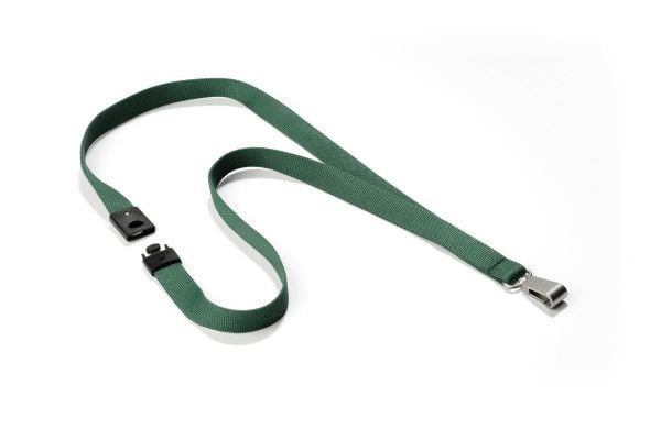 Durable Textile lanyard SOFT COLOUR dark green, Merkeholder, Metall, Tekstil, Grønn, 44 cm, 15 mm