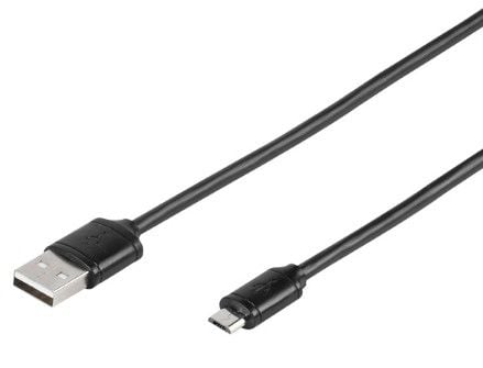 Vivanco 35815, 1 m, USB A, Micro-USB B, USB 2.0, Hankjønn/hunkjønn, Sort