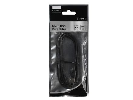 Vivanco 35815, 1 m, USB A, Micro-USB B, USB 2.0, Uros/naaras, Musta