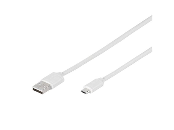 Vivanco USB 2.0, 1m, 1 m, USB A, Micro-USB B, USB 2.0, Hankjønn/hankjønn, Hvit