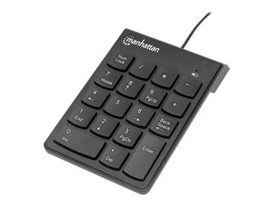 Manhattan Numeric Keypad, Wired, USB-A, 18 Full Size Keys, Black, Membrane Key Switches, Windows and Mac, Three Year Warranty, Blister - Tangentsat...