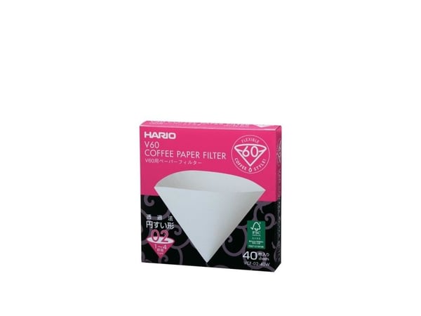 Hario VCF-02-40W, Kaffefilter, Vit, 40 styck