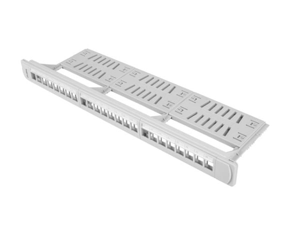 Lanberg PPKS-1124-S - Pluggbord (blankt) - rackmonterbar - grå - 1U - 19" - 24 porter