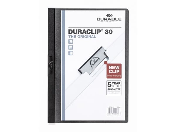 Durable Duraclip 30, Musta, 30 arkkia, A4, 5 kpl