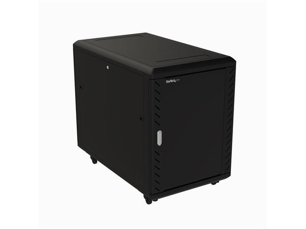 StarTech.com 15U 19" Server Rack Cabinet, 4 Post Adjustable Depth (6-32") Locking Knock Down Network/Computer Equipment Enclosure, Mobile with Glas...