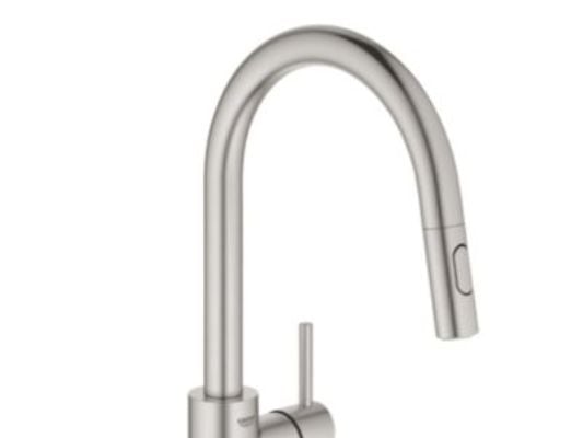 GROHE Concetto, Dra ut, Rustfritt stål, Kran-håndtak, Single/enkelt, Type U, Keramisk