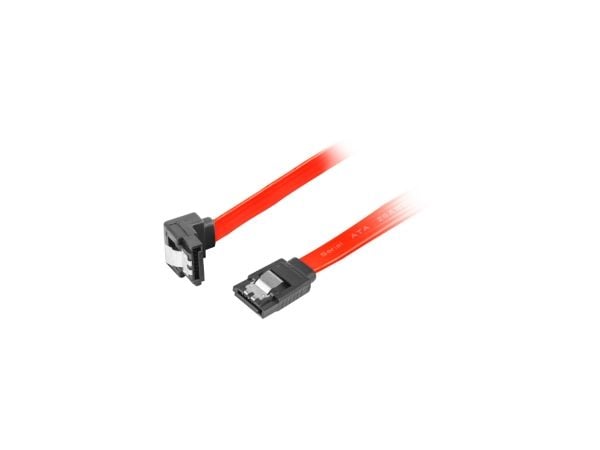 Lanberg - SATA-kabel - Serial ATA 150/300 - SATA (hunn) vinklet, låst til SATA (hunn) rett, låst - 30 cm - rød