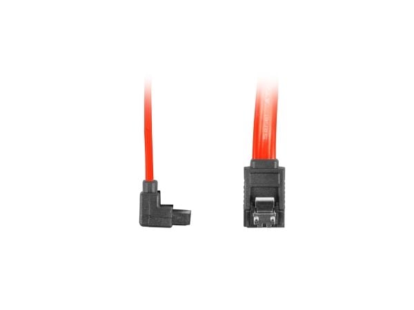 Lanberg - SATA-kabel - Serial ATA 150/300 - SATA (hunn) vinklet, låst til SATA (hunn) rett, låst - 30 cm - rød