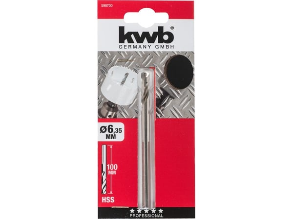 kwb 598700, Drill, Sentreringsbor, Høyrehåndsrotasjon, 6,35 mm, 100 mm, Metall, Tre